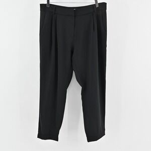 Parker Pleated Pants Womens Size 12 Black Tapered Trousers Stretch Office Preppy